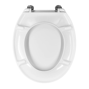 Sedile WC t.b.t. bianco visto dall'alto, forma ovale.