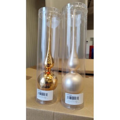 Puntale in vetro oro/argento 28 cm 2 assortiti