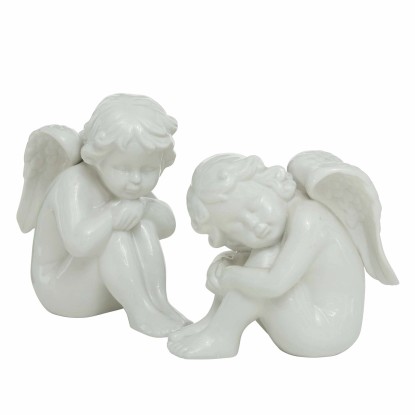 Angeli in porcellana assortiti bianco H 5 cm 2 pz