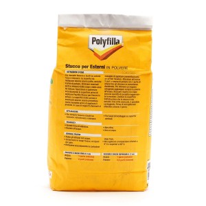 Sacco giallo di Polyfilla Stucco per Esterni in Polvere per riparazioni esterne.