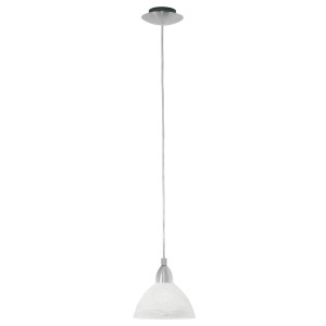Lampada a sospensione Eglo Brenda con vetro alabastro, finitura nichel opaco, per interni.