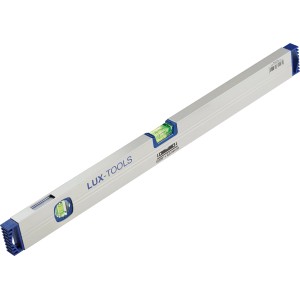 Livella a bolla LUX Alles im Lot, 80 cm, in alluminio con cappucci protettivi blu.