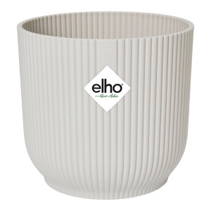 Vaso per fiori Elho Vibes Fold, Ø 25 cm, bianco seta, con texture a coste.