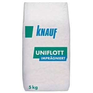 Knauf Uniflott, sacco da 5 kg di stucco per giunti impregnato per ambienti umidi, accessorio per cartongesso.