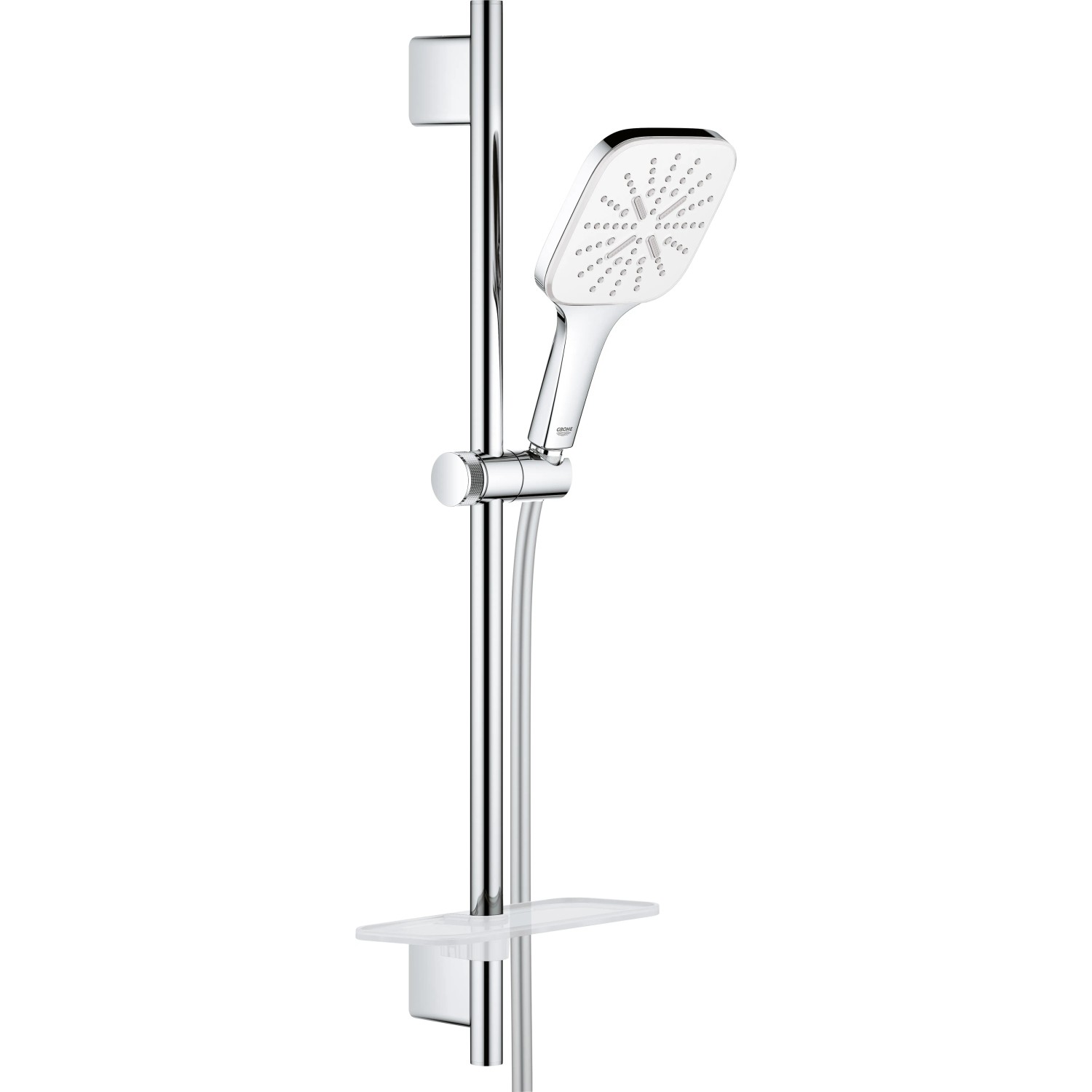 Set asta doccia Grohe QuickFix Vitalio SmartActive 130 Cube con 3 getti, finitura cromata.