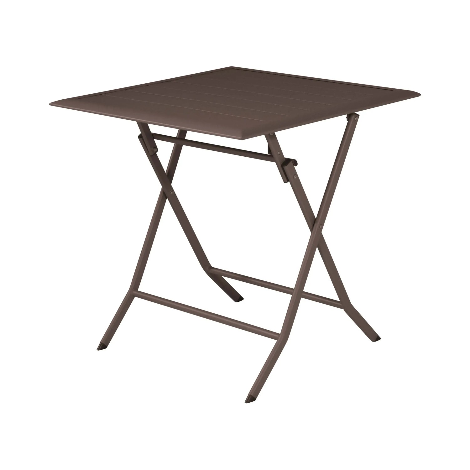 Tavolo da giardino quadrato marrone t.b.t. con funzione pieghevole.