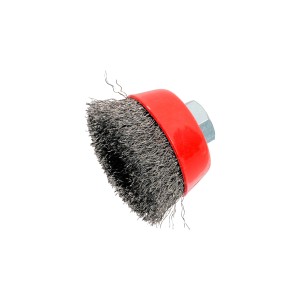 Spazzola a tazza LUX 65mm ondulata per smerigliatrice angolare, spazzola metallica con filettatura M14.