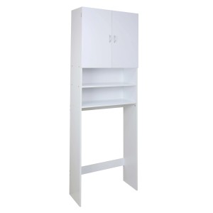 Mobile bagno bianco da montare sopra il WC con armadietto e ripiani.