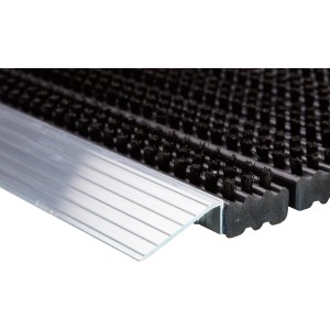 Tappetino in alluminio (43x75cm) con setole nere per esterni.