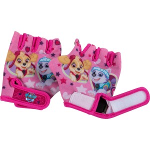 Guanti da ciclismo rosa per bambini con design Paw Patrol e chiusura in velcro.