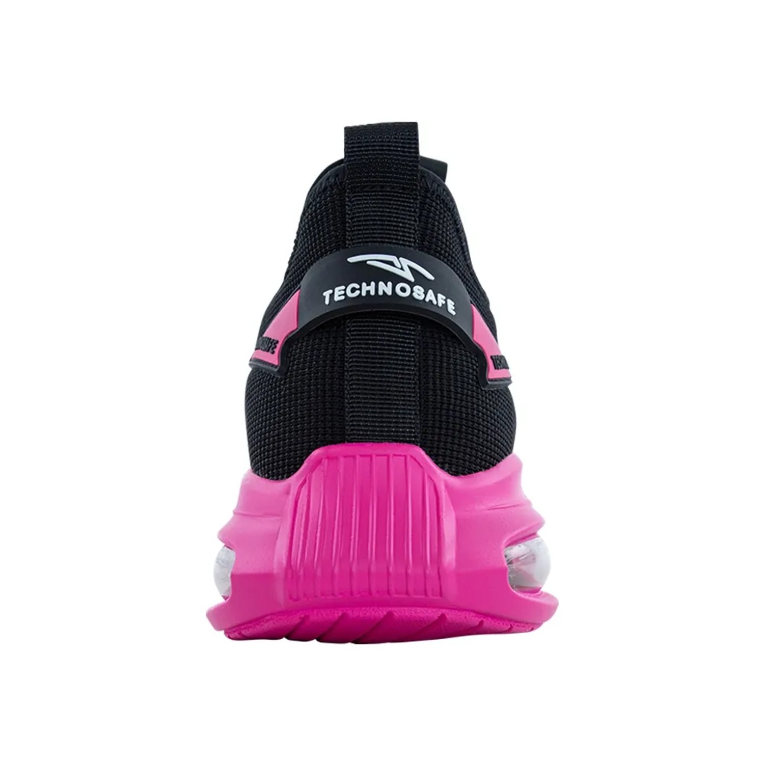 Scarpa da lavoro t.b.t. nera con suola rosa e logo TECHNO SAFE.