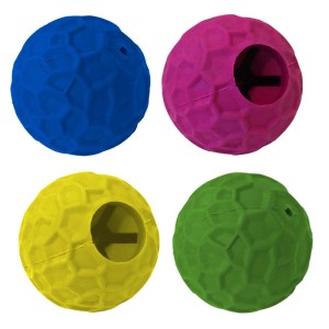 Palline giocattolo per cani t.b.t. in blu, rosa, giallo e verde.