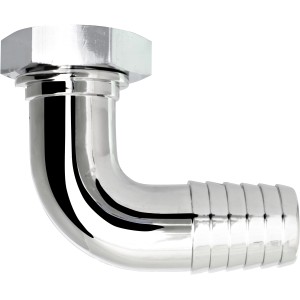 Sifone cromato per lavatrice/lavastoviglie con raccordo a gomito.