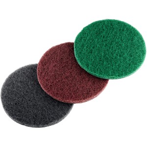 Set LUX di dischi abrasivi per levigatrice rotoorbitale, 3 dischi in verde, rosso, grigio, Ø 115 mm.