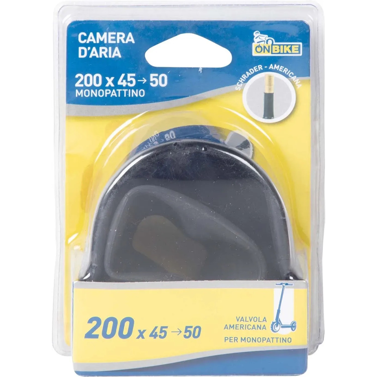 t.b.t. Camera d'aria per bici, misura 200 x 45-50, con valvola Schrader per monopattini.