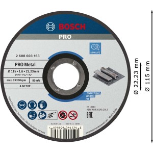 Mola da taglio Bosch PRO Metal 115x1,6x22,23 mm
