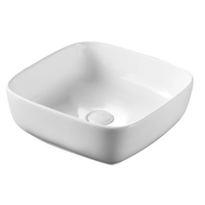 Lavabo d'appoggio quadrato bianco t.b.t. per bagni moderni.