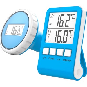 Termometro wireless Summer Fun per piscina e laghetto con display digitale della temperatura dell'acqua e interna.