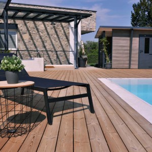 Piastrelle da esterno doga Thermowood clip sistem natural 118x210 cm