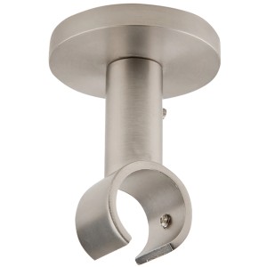 Supporto a soffitto classico Mydeco per bastone per tende, effetto acciaio inox, per aste da 2 cm.