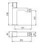 Disegno tecnico: Rubinetto doccia t.b.t. con dimensioni.