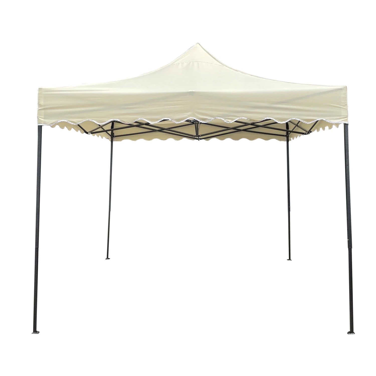 Gazebo t.b.t. beige con struttura scura per giardino e terrazza.