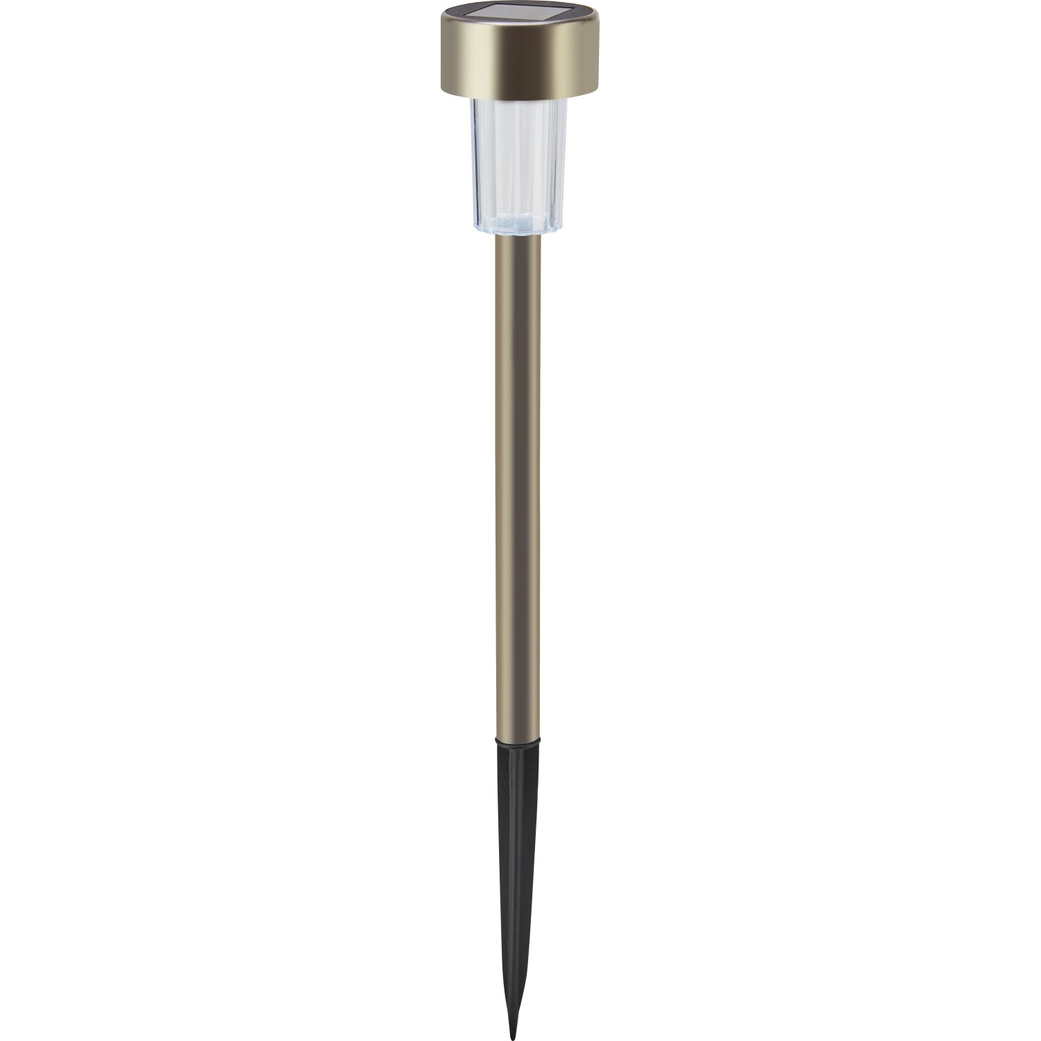 Paletto solare LED argento, alto 40 cm, per illuminazione giardino e vialetti.