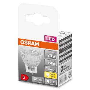 Lampadina LED GU4 Osram, 2.5W, bianco caldo, nella confezione.