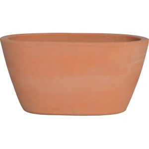 Vaso ovale in terracotta per piante, aspetto naturale.