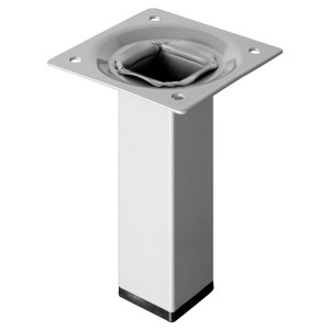 Gamba per tavolo Hettich, 25x25x100 mm, effetto alluminio. Gamba per mobile quadrata con piastra di montaggio.