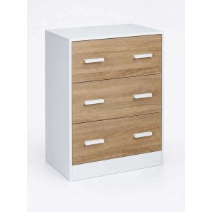 Cassettiera in pannello truciolare 3 cassetti 60x34x75 cm bianco
