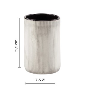 Portaspazzolini t.b.t. in ceramica, a coste, bianco/nero.