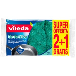 Vileda Ondattiva panni, confezione da 3, ideale per la pulizia della cucina.