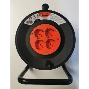 t.b.t. avvolgicavo con 4 prese, nero/arancione.