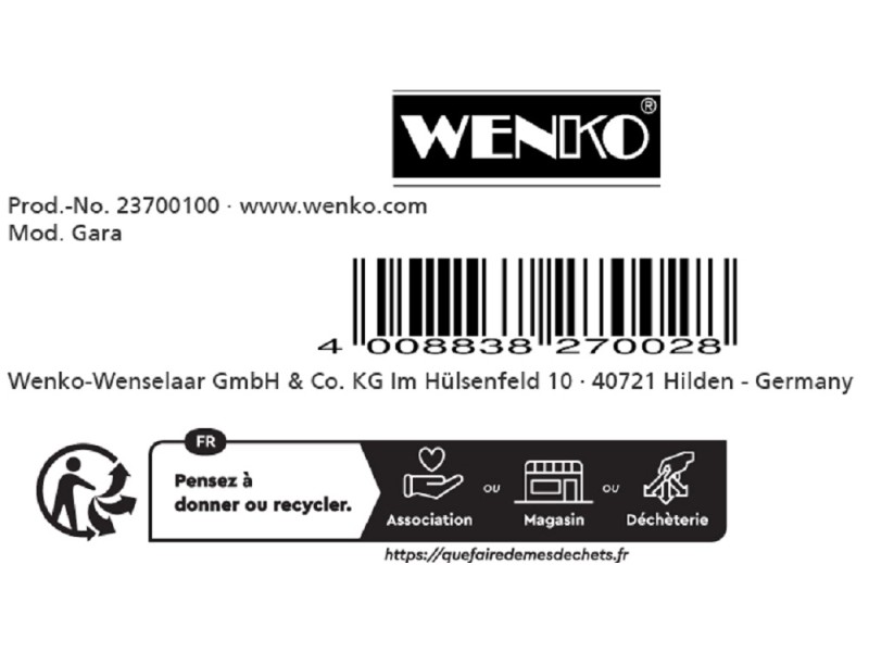 WENKO Contenitore da bagno con 4 divisori Gara grigio