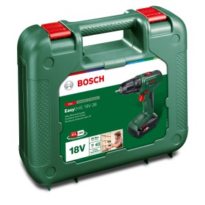 Bosch EasyDrill 18V-38 trapano avvitatore a batteria in set con batteria, caricabatterie e valigetta.