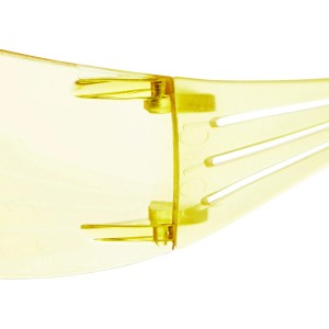 Dettaglio: Occhiali di protezione gialli 3M SecureFit SF200, protezione occhi per artigiani.