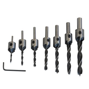 Set di punte da trapano per legno, varie misure con chiave a brugola.