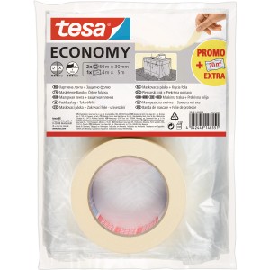 Set nastro per mascheratura Tesa Economy con 2 rotoli di nastro e telo di copertura.
