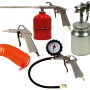 Set di vari utensili pneumatici e accessori per compressori.