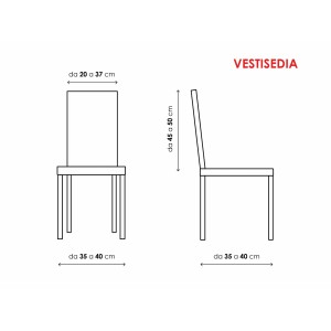 Illustrazione delle dimensioni di una sedia per cuscini e fodere.