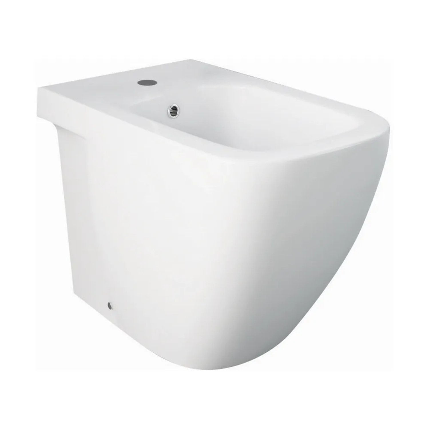 Bidet t.b.t. in ceramica bianca, vista frontale.