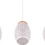 Lampada a sospensione Reality Bidar, 3 luci, bianco opaco con legno, lampada a sospensione per soggiorno.