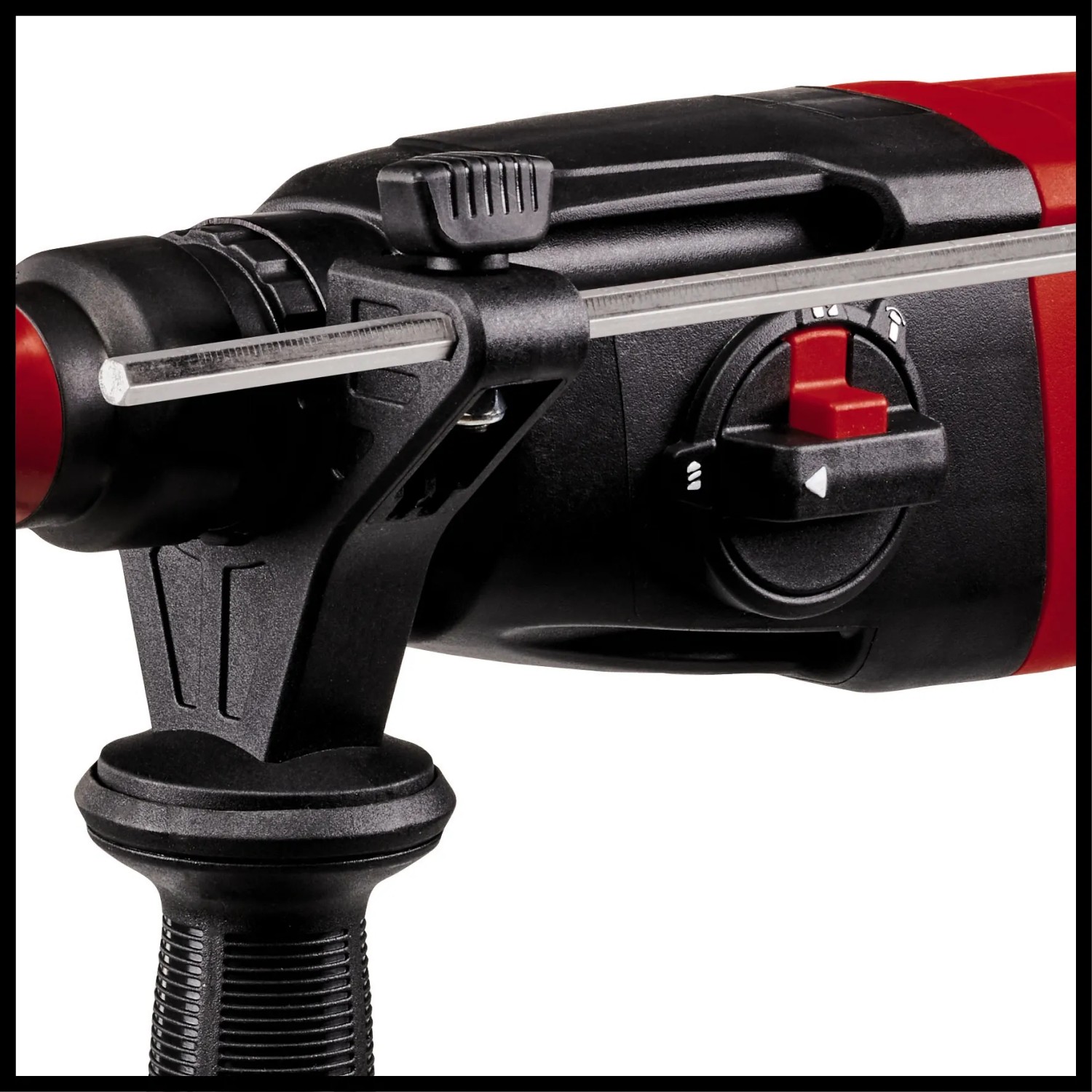 Dettaglio del martello perforatore Einhell TC-RH 620 4F con arresto di profondità e selettore di funzione.