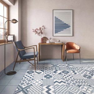 Piastrella gres Glamour Mix Ocean cementina 20x20 cm bianco blu 1,52 m²
