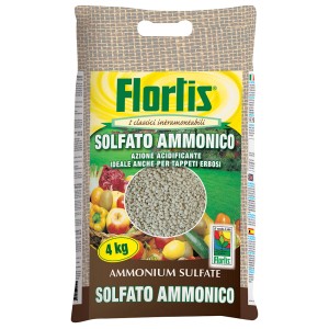 Sacco di fertilizzante solfato ammonico Florlis, ideale per tappeti erbosi e acidificazione del suolo.