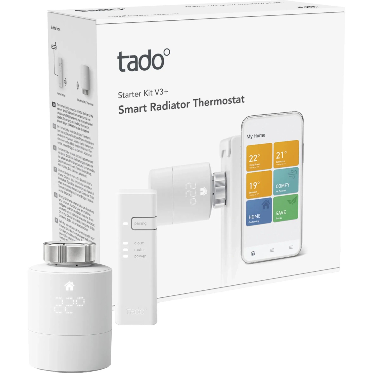 Dettaglio del kit di base tado° Termostato per radiatori smart V3+.
