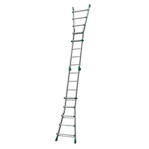 Scala t.b.t., color argento con dettagli verdi. Scala versatile per casa e giardino.