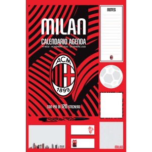 Calendario da parete AC Milan con blocco note e adesivi. Ideale per i tifosi come decorazione murale.