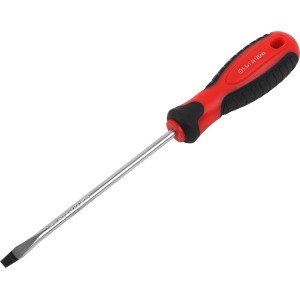 Cacciavite a taglio 5,5 mm x 125 mm con manico rosso e nero.